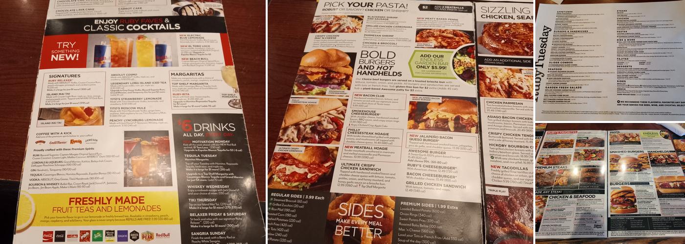 Ruby Tuesday Menu