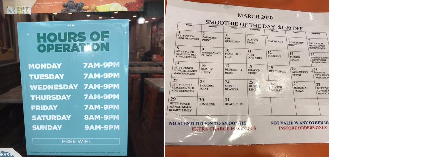 Tropical Smoothie Cafe Menu