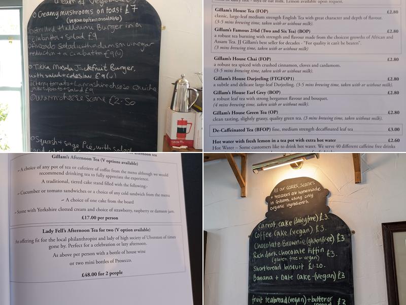 Gillam's Tearoom Ltd Menu