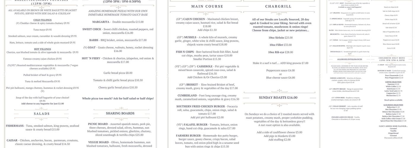 The Farmers Ulverston Menu