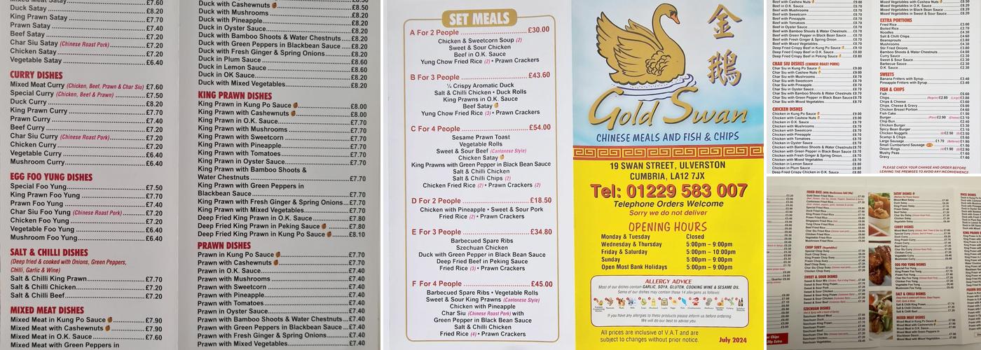 Gold Swan Menu
