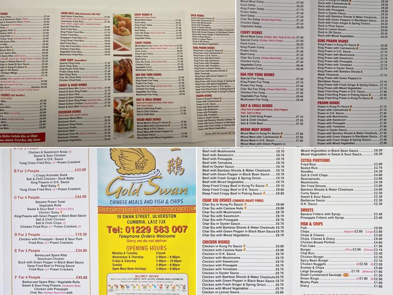 Gold Swan Menu