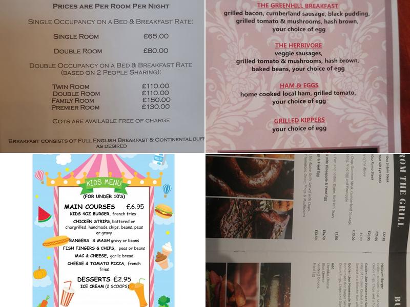 The Golden Lion Hotel Menu