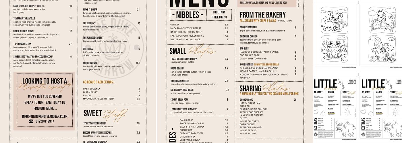 The Duke of Edinburgh Hotel Menu