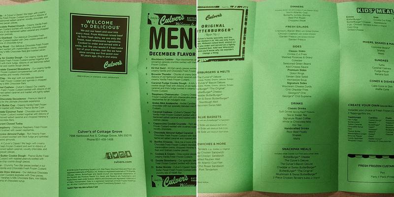 Culver’s Menu