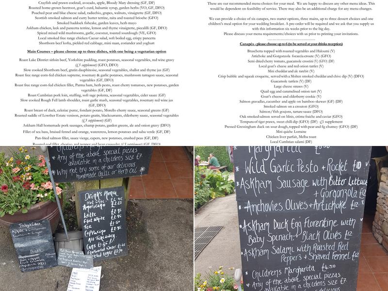 Askham Hall Menu