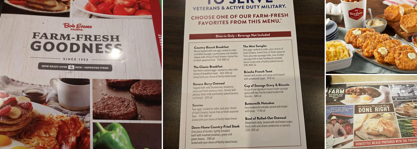 Bob Evans Menu