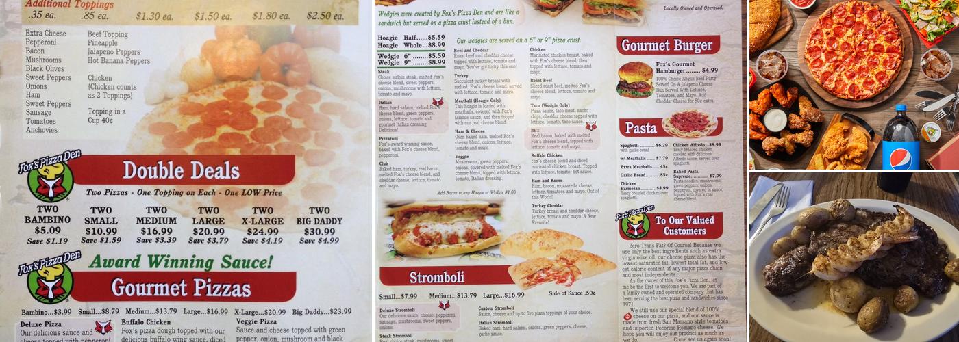 Fox's Pizza Den Menu