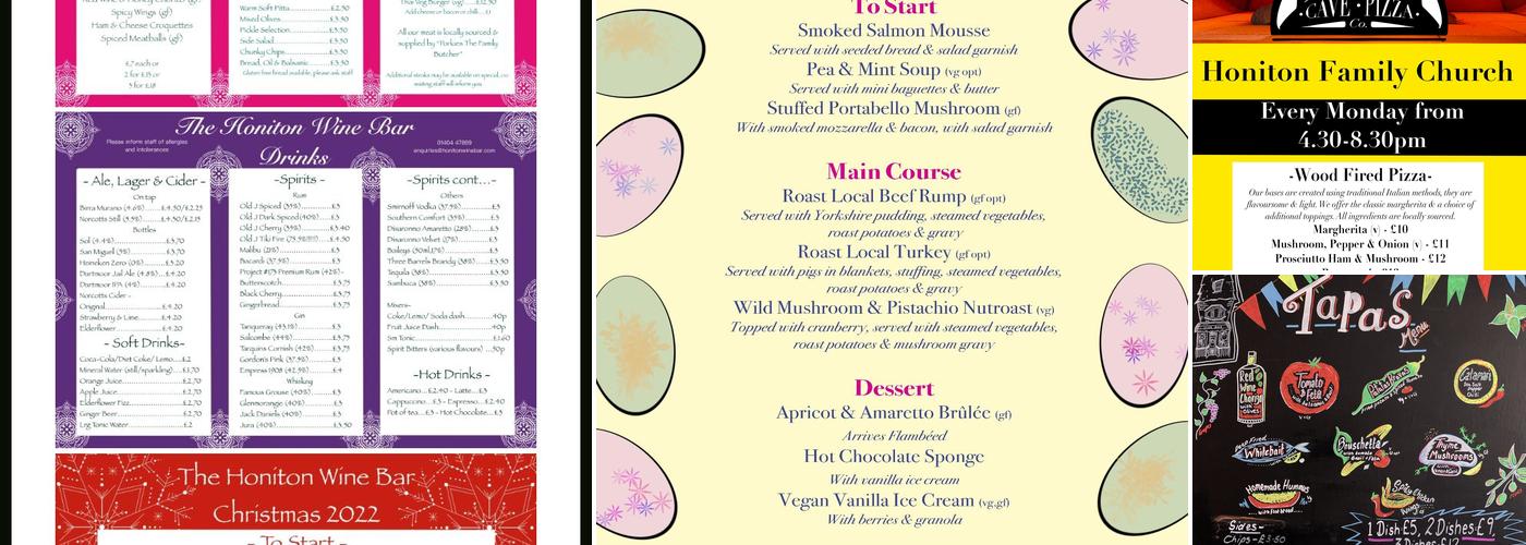 Honiton Wine Bar Menu