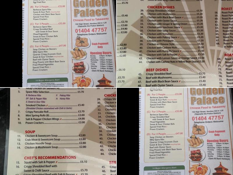 Golden Palace Menu