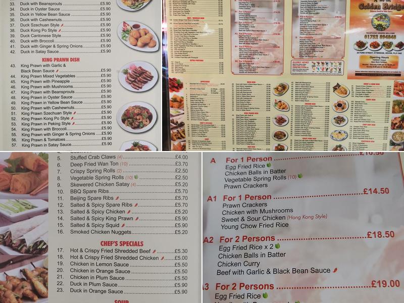 Golden Bridge Menu