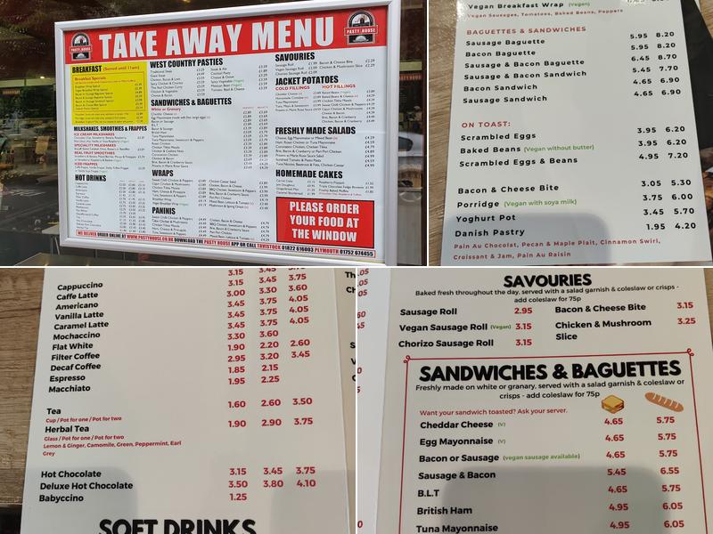 The Original Pasty House Menu