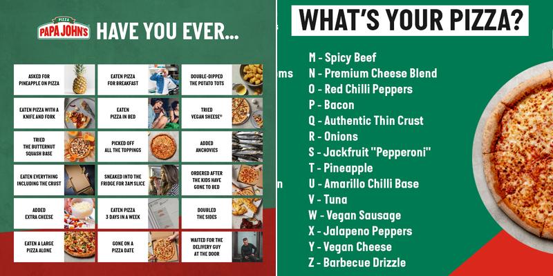 Papa Johns Pizza Menu