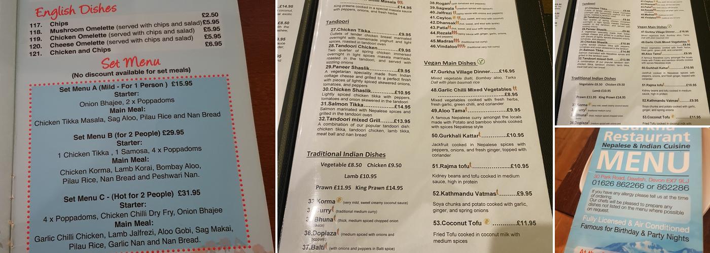 Gurkha Restaurant Menu