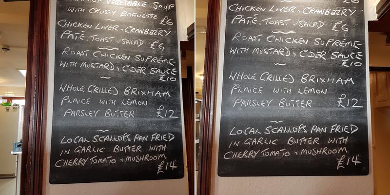The Castle Inn Menu