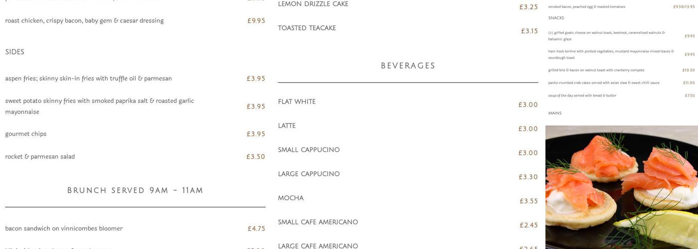 Blinis Cafe Bar Menu