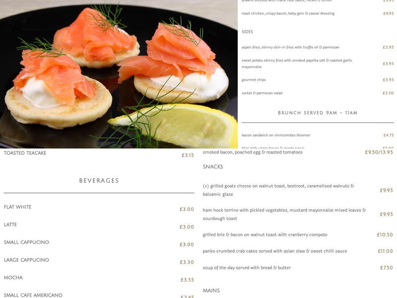 Blinis Cafe Bar Menu