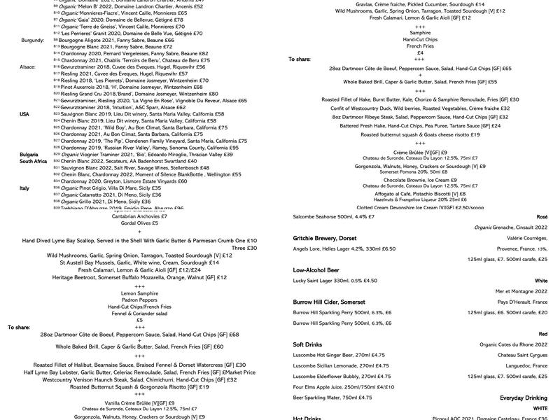 The Pea Green Boat Menu