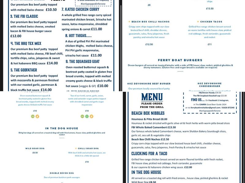 The Ferry Boat Inn Menu