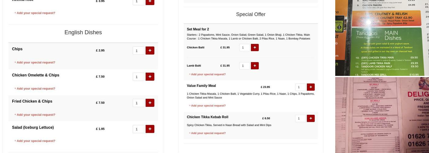 Bombay Delights Menu