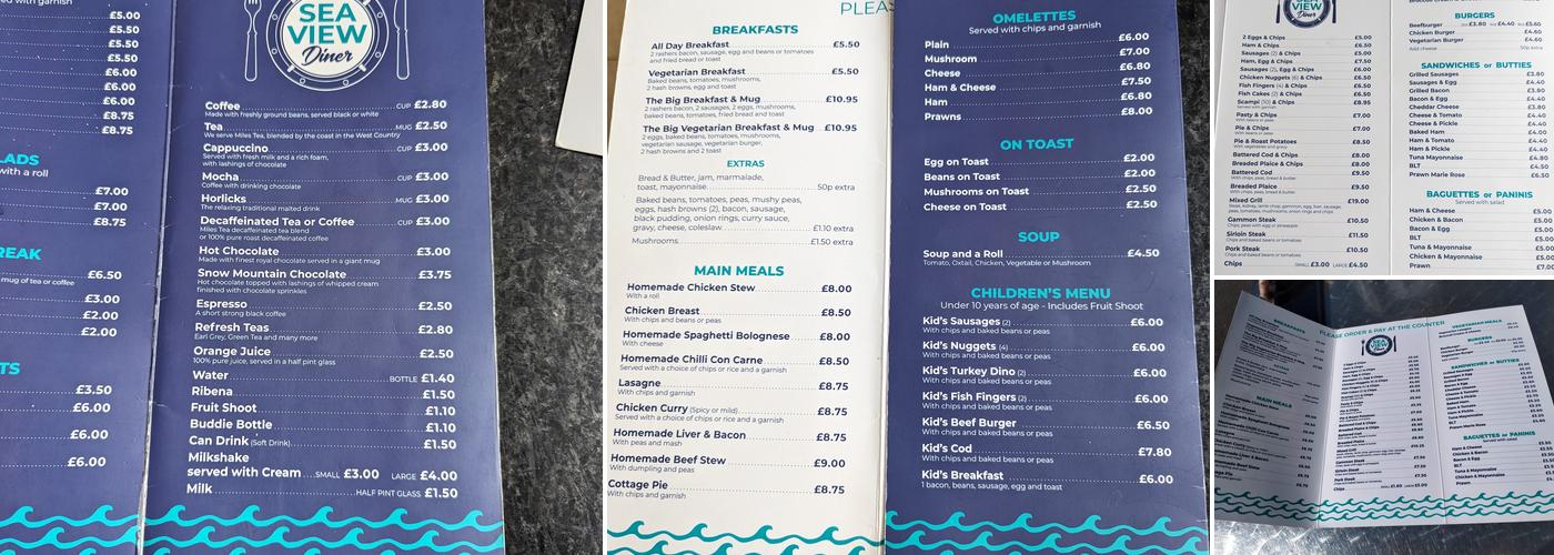 Seaview Diner Menu