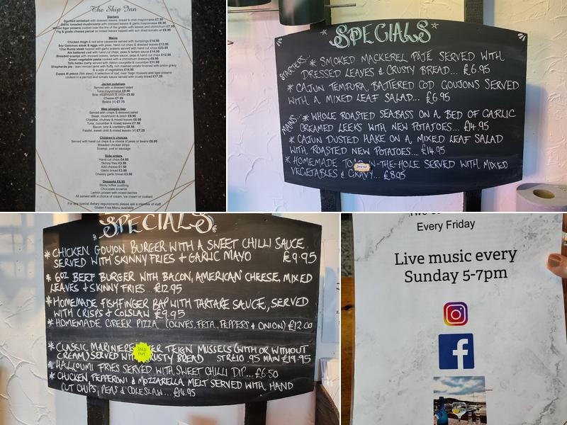 Ship Inn Menu