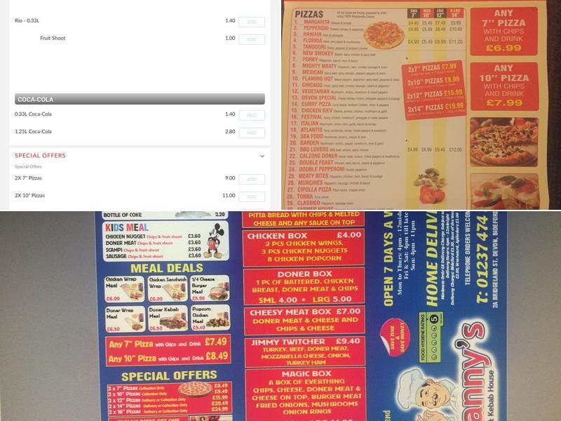 Danny's Pizza kebab house Menu