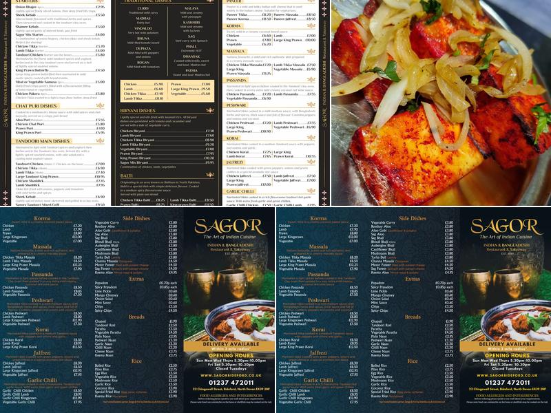 Sagor Bideford Menu