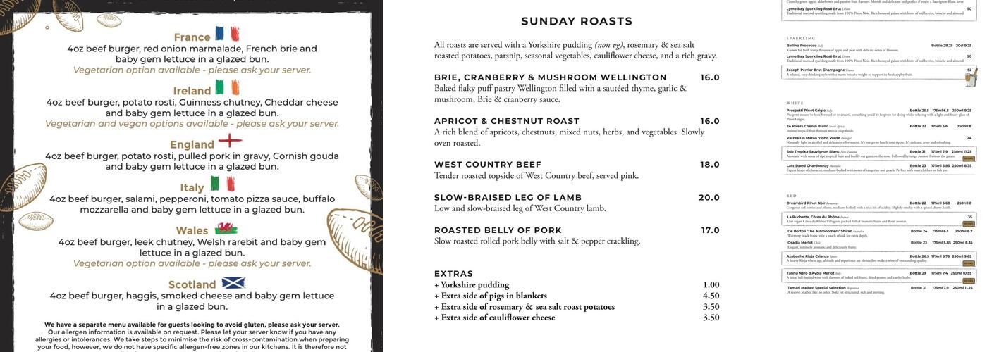 Old Market House, Brixham Menu