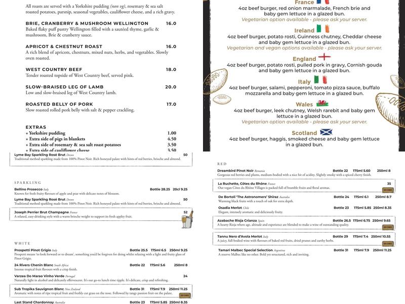 Old Market House, Brixham Menu