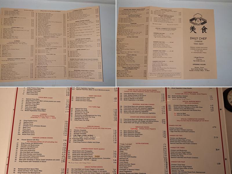 Daily Chef Chinese Menu