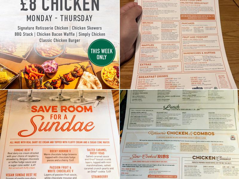Harvester Madeira Brighton Menu