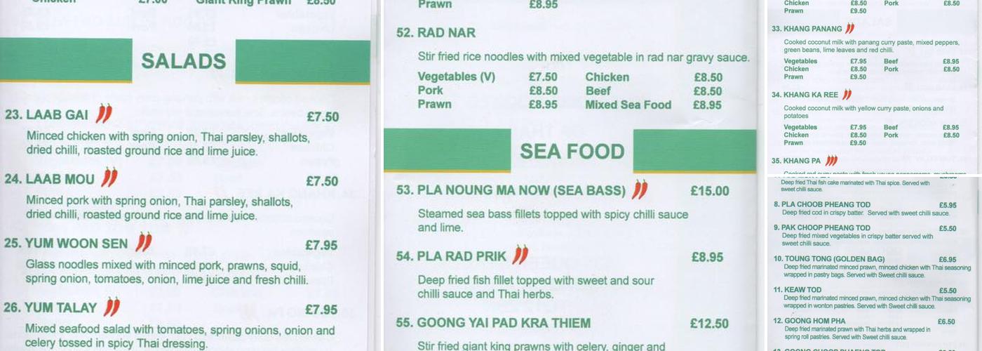 Pinto Thai Menu