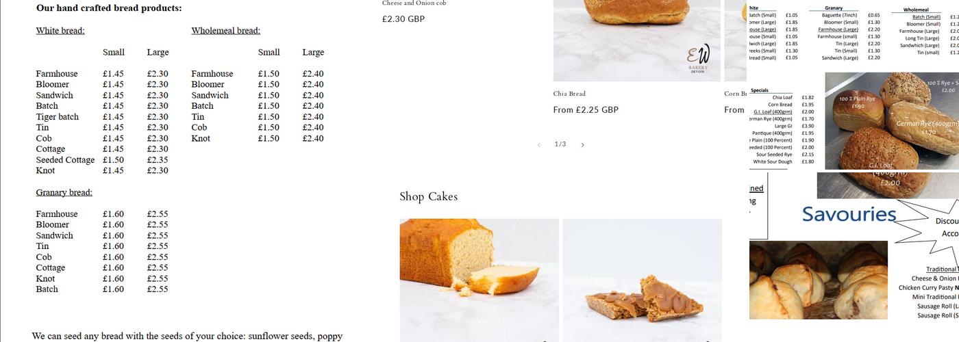 East & West Bakery Menu