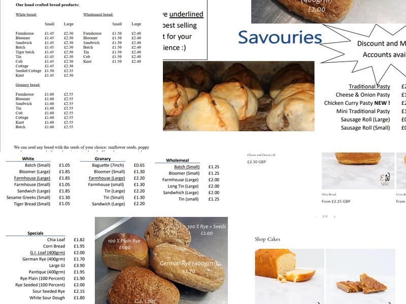 East & West Bakery Menu