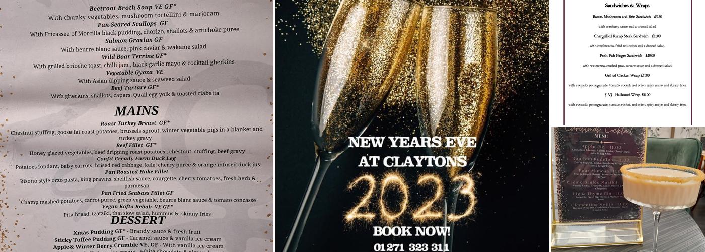 Claytons & The Glasshouse Menu