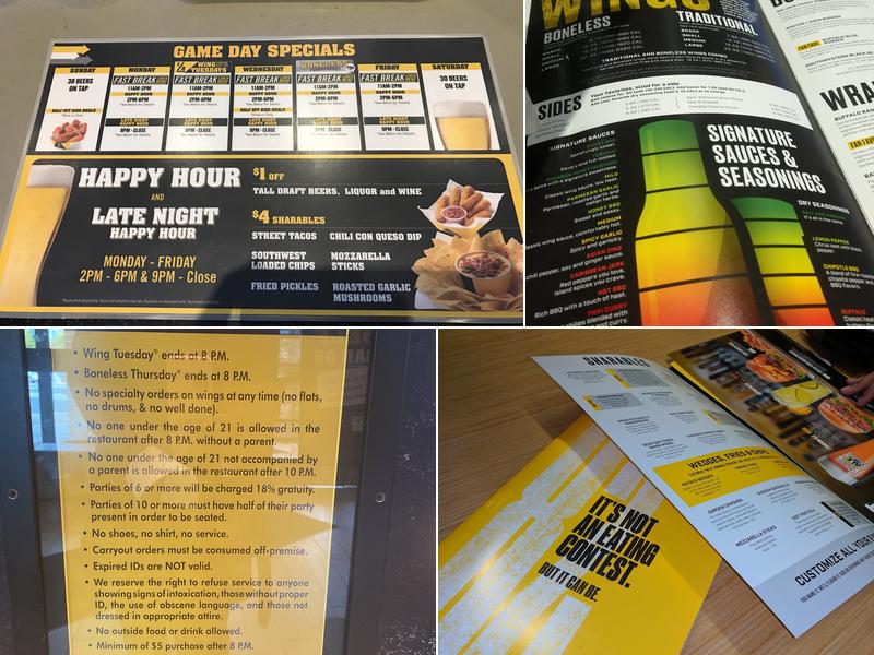 Buffalo Wild Wings Menu
