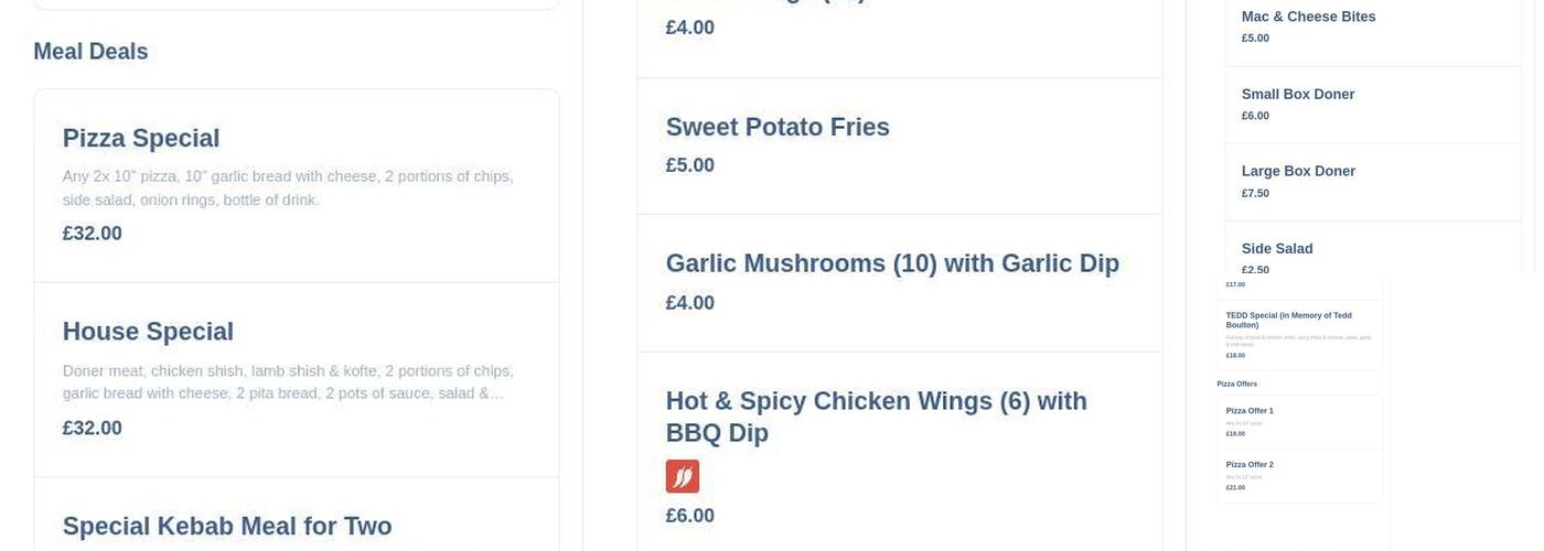 Marmaris Kebab & Pizza Menu