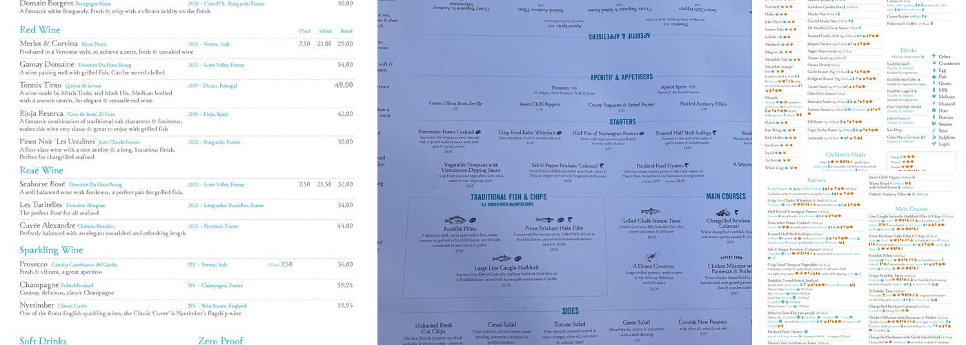 Rockfish - Exmouth Menu