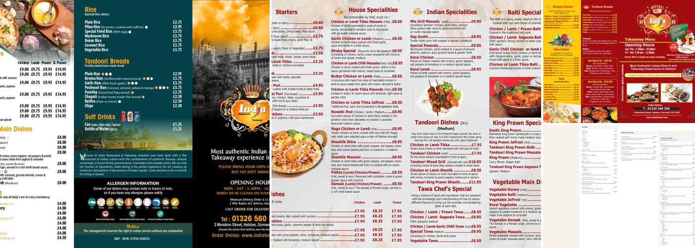 India Restaurant & takeaway Menu