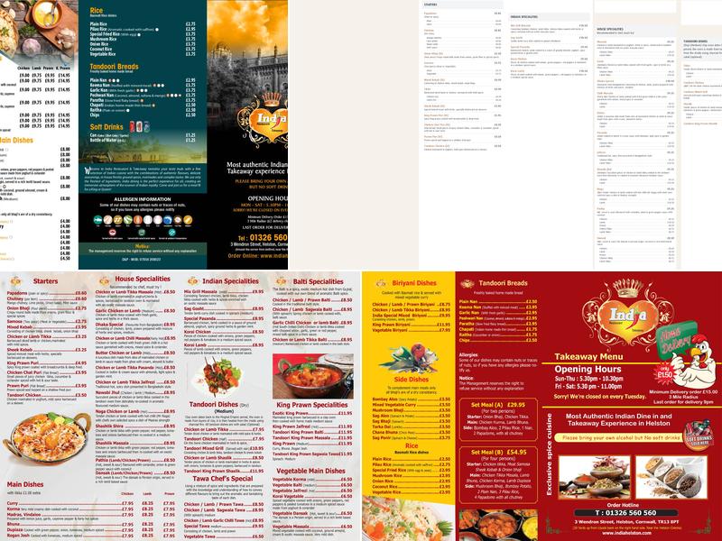 India Restaurant & takeaway Menu