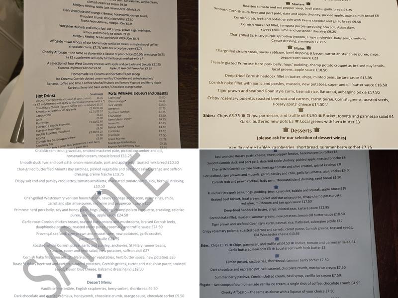 The Square At Porthleven Menu