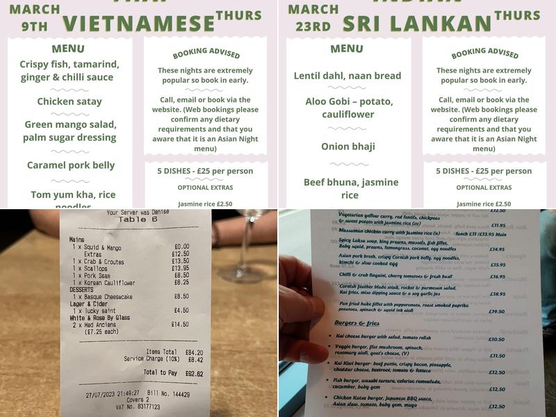 Kota Kai Kitchen Bar Menu