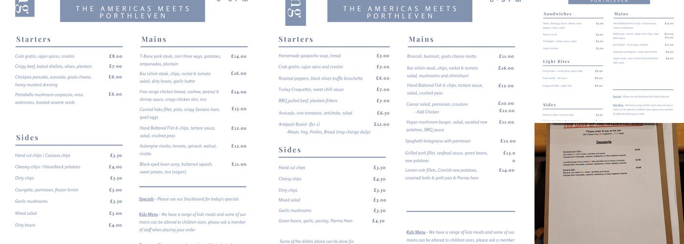 Atlantic Inn Porthleven Menu