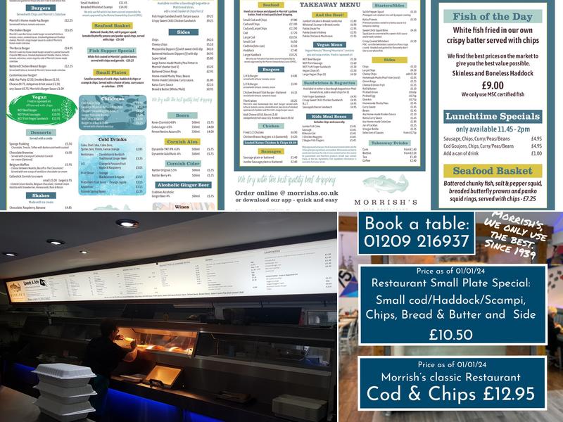 Morrishs Fish Restaurant and Takeaway Menu