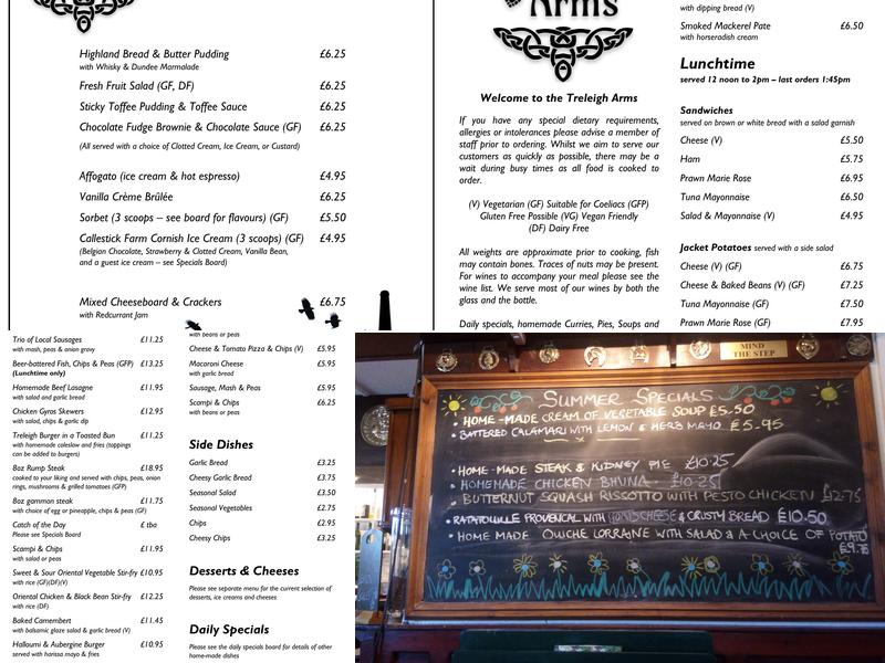 The Treleigh Arms Menu