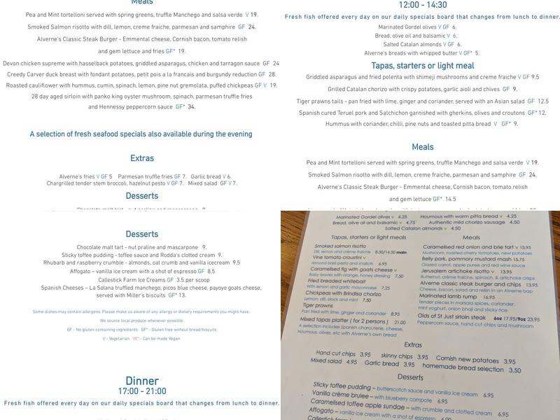Alverne Restaurant & Lounge Menu