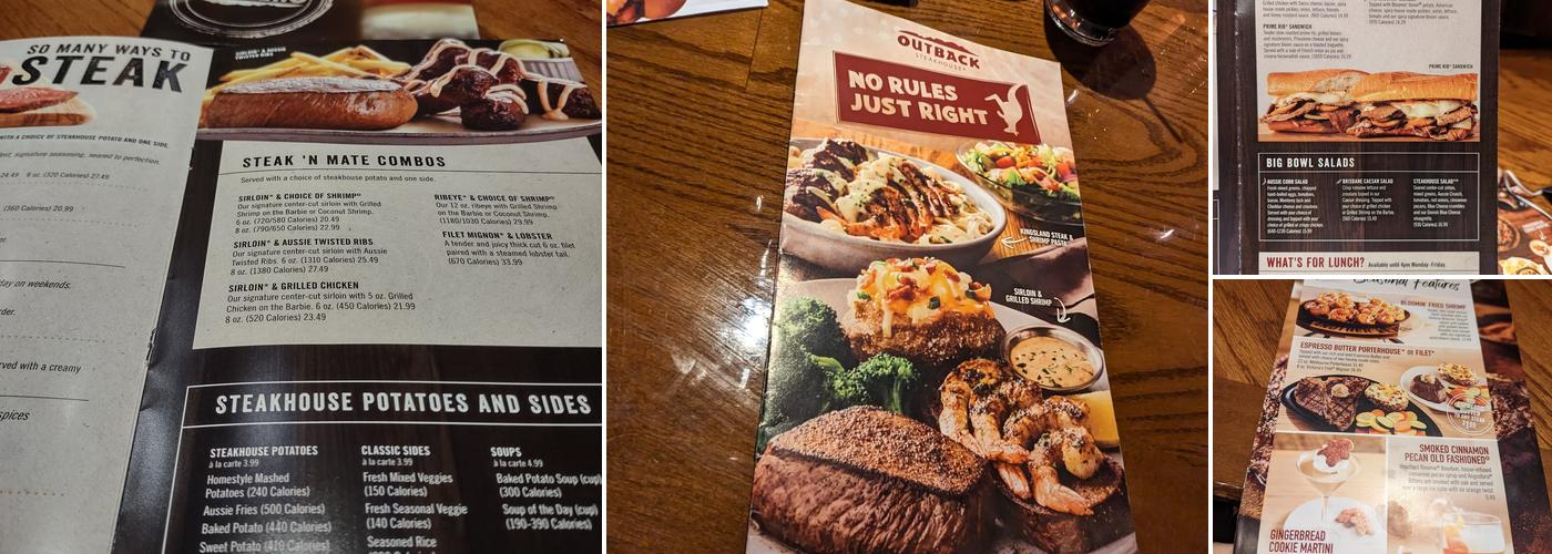 Outback Steakhouse Menu