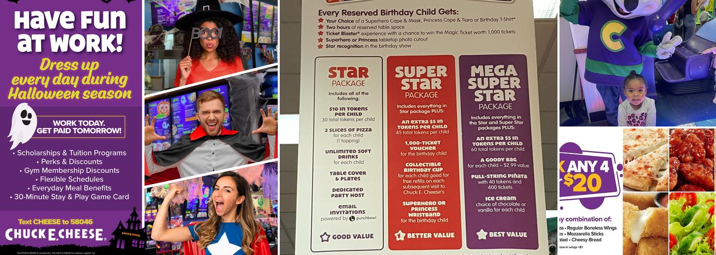 Chuck E. Cheese Menu