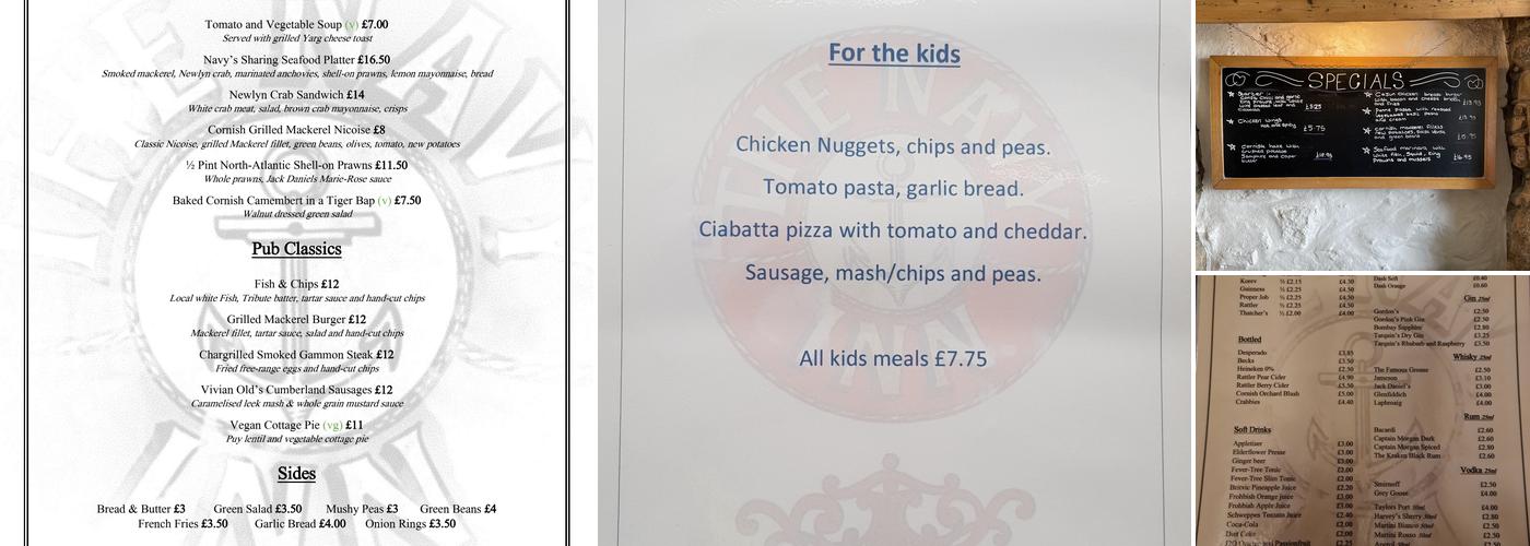 The Navy Inn Menu